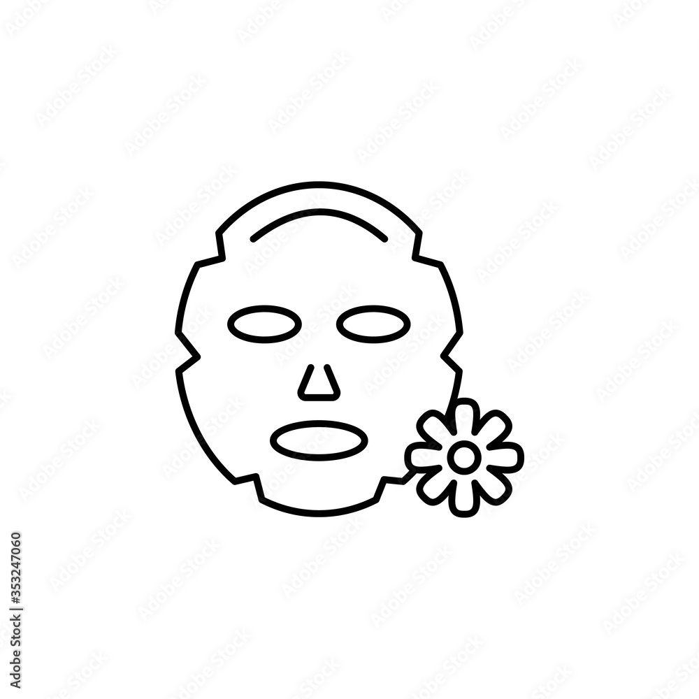 Mask, flower icon. Simple line, outline vector elements of body care for ui and ux, website or mobile application