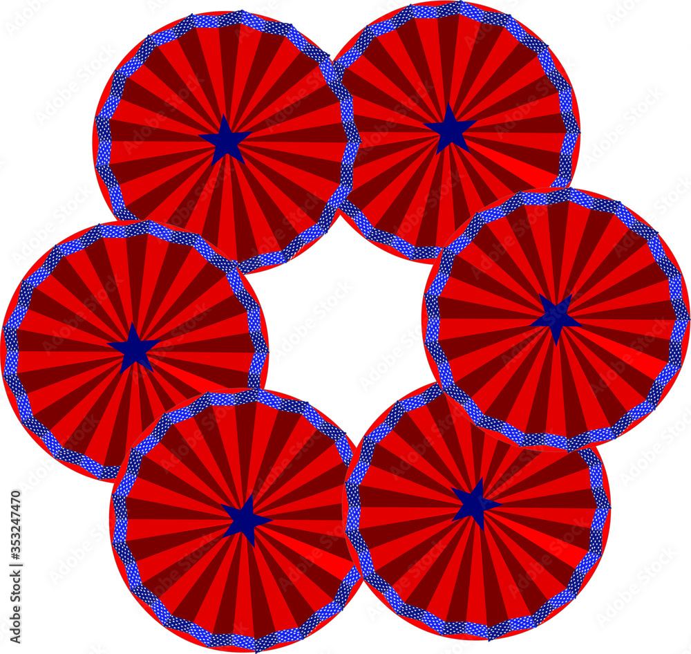 Red White and Blue Pinwheel Fan Wreath