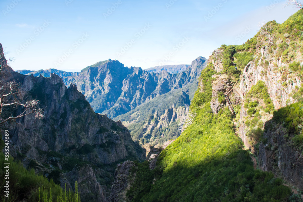 Panorama of Curral Das Freiras valley as seen from Pico Ruivo trail