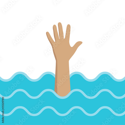 illustration of a man drowning and raising his hand for help
