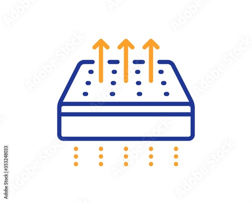 Breathable mattress line icon. Orthopedic pad sign. Air flow sleep bed symbol. Colorful thin line outline concept. Linear style breathable mattress icon. Editable stroke. Vector