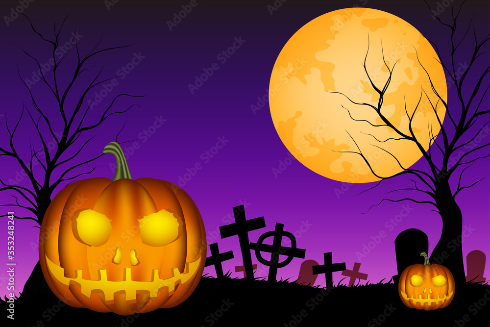 Halloween pumpkin graveyard vector