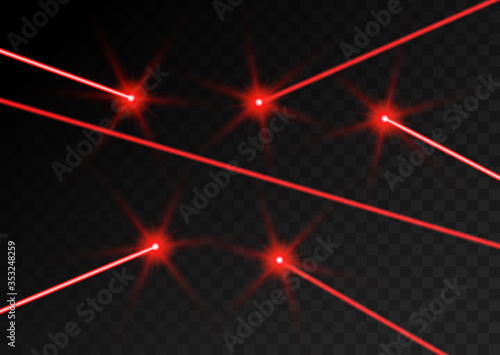 Laser beam red light. Vector laser beam line ray glow effect energy