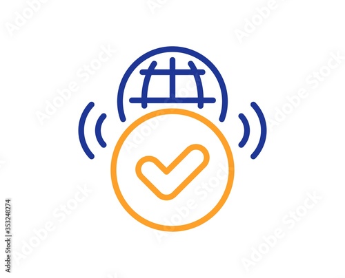 Verified internet line icon. Approved web access sign. Confirmed connection symbol. Colorful thin line outline concept. Linear style verified internet icon. Editable stroke. Vector