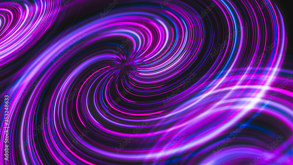 futuristic abstract glowing background twisted neon light curves