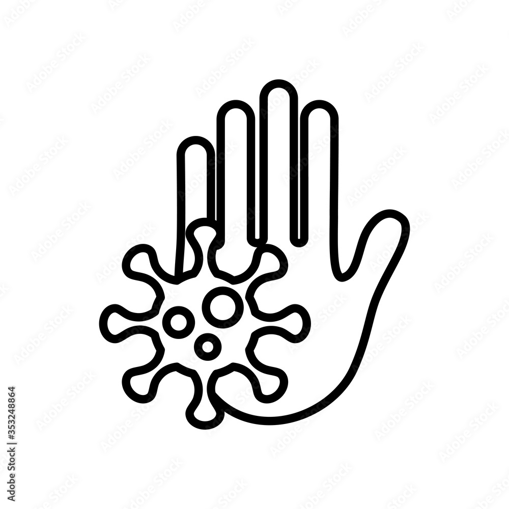 stop hand with coronavirs symbol icon, line style stop hand with coronavirs symbol icon, line style