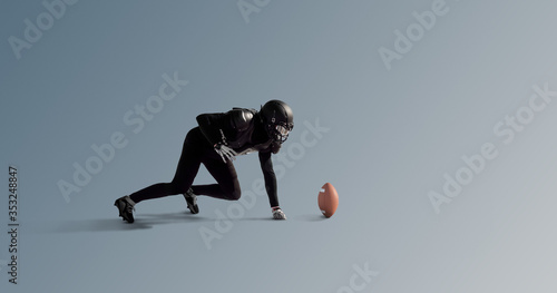 Black silhouette of a male american football player on a uniform background