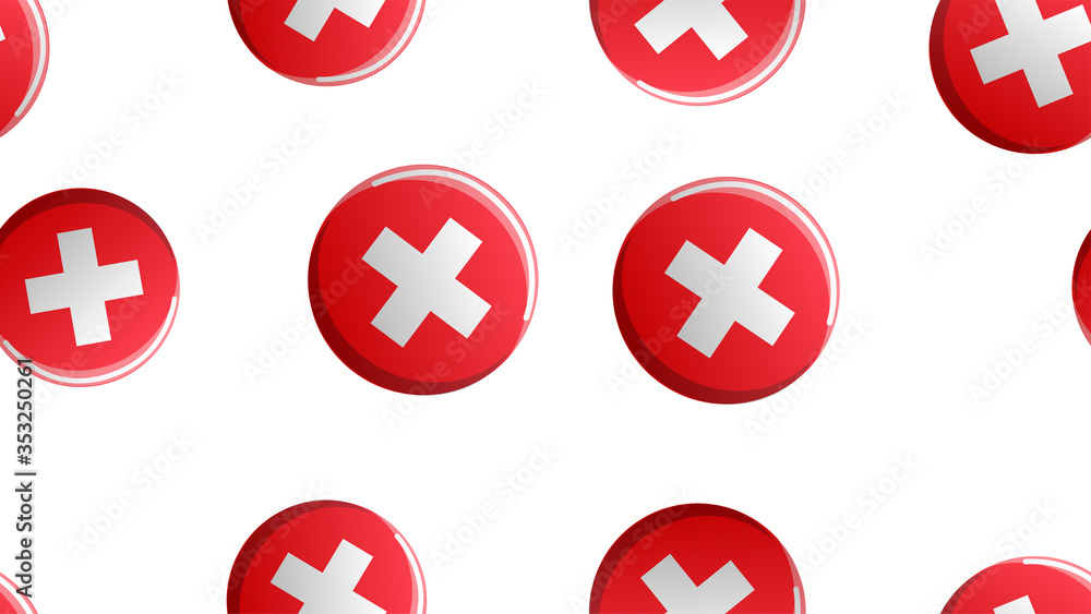 Endless seamless pattern of medical scientific medical items of the crosses in a circle on a white background. Vector illustration Endless seamless pattern of medical scientific medical items of the crosses in a circle on a white background. Vector illustration