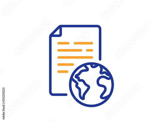 Internet document line icon. Doc file page sign. Office note symbol. Colorful thin line outline concept. Linear style internet document icon. Editable stroke. Vector