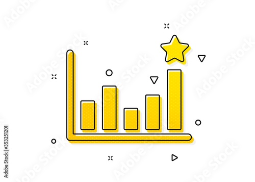 Business chart sign. Efficacy icon. Analysis graph symbol. Yellow circles pattern. Classic efficacy icon. Geometric elements. Vector