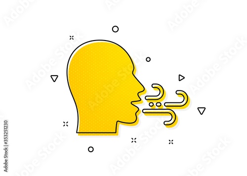 Breath difficulties sign. Breathing icon. Respiration problems symbol. Yellow circles pattern. Classic breathing exercise icon. Geometric elements. Vector