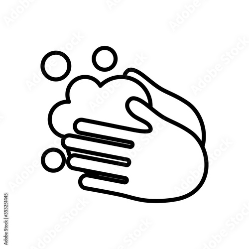 handwashing symbol, hands with soapy water icon, line style