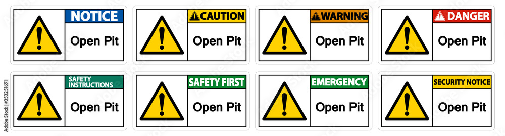 Open Pit Sign Isolate On White Background,Vector Illustration EPS.10 Open Pit Sign Isolate On White Background,Vector Illustration EPS.10