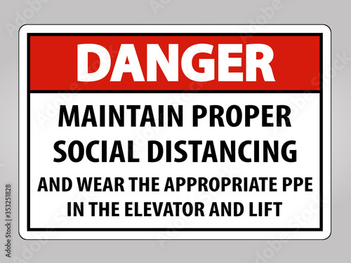 Wallpaper Mural Danger Maintain Proper Social Distancing Sign Isolate On White Background,Vector Illustration EPS.10 Torontodigital.ca