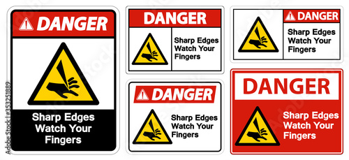 Danger Sharp Edges Watch Your Fingers Symbol Sign Isolate On White Background,Vector Illustration EPS.10