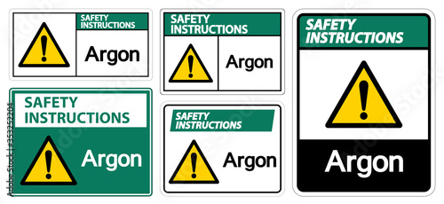 Safety Instructions Argon Symbol Sign Isolate On White Background,Vector Illustration EPS.10