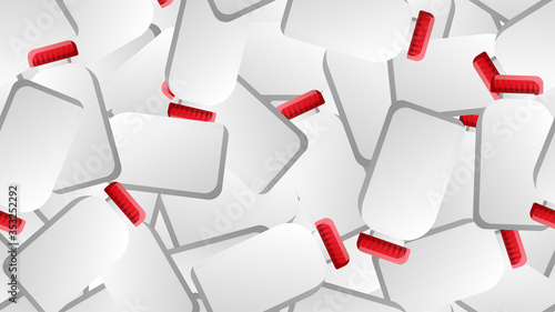 Endless seamless pattern of medical scientific medical items of jars for pills and medicine pills with capsules on a white background. Vector illustration