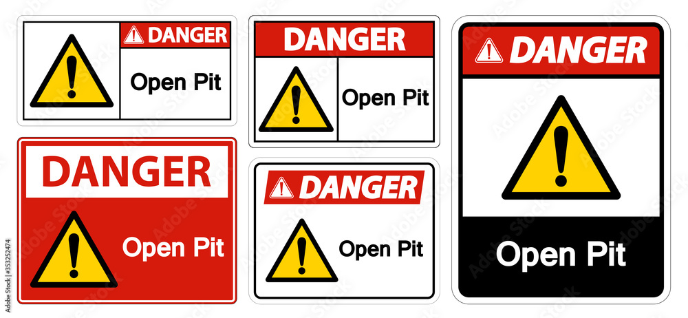 Danger Open Pit Sign Isolate On White Background,Vector Illustration EPS.10 Danger Open Pit Sign Isolate On White Background,Vector Illustration EPS.10