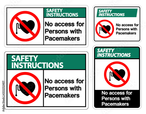 Safety Instructions No Access For Persons With Pacemaker Symbol Sign On White Background