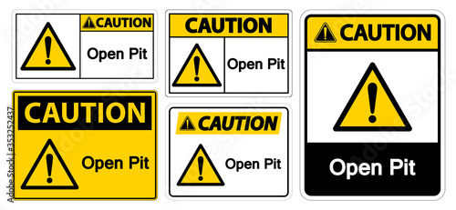 Caution Open Pit Sign Isolate On White Background,Vector Illustration EPS.10