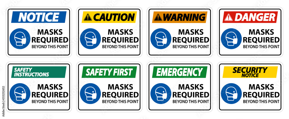 Masks Required Beyond This Point Sign Isolate On White Background,Vector Illustration EPS.10