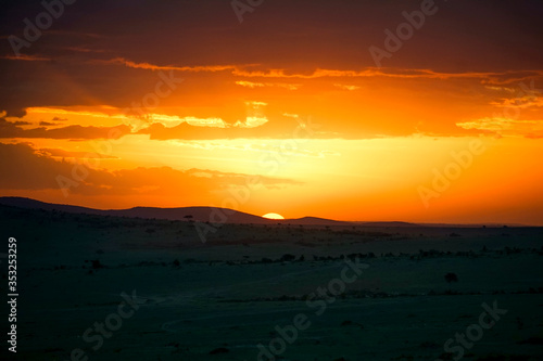  Beautiful sunset on a safari in Masai Mara  Africa 