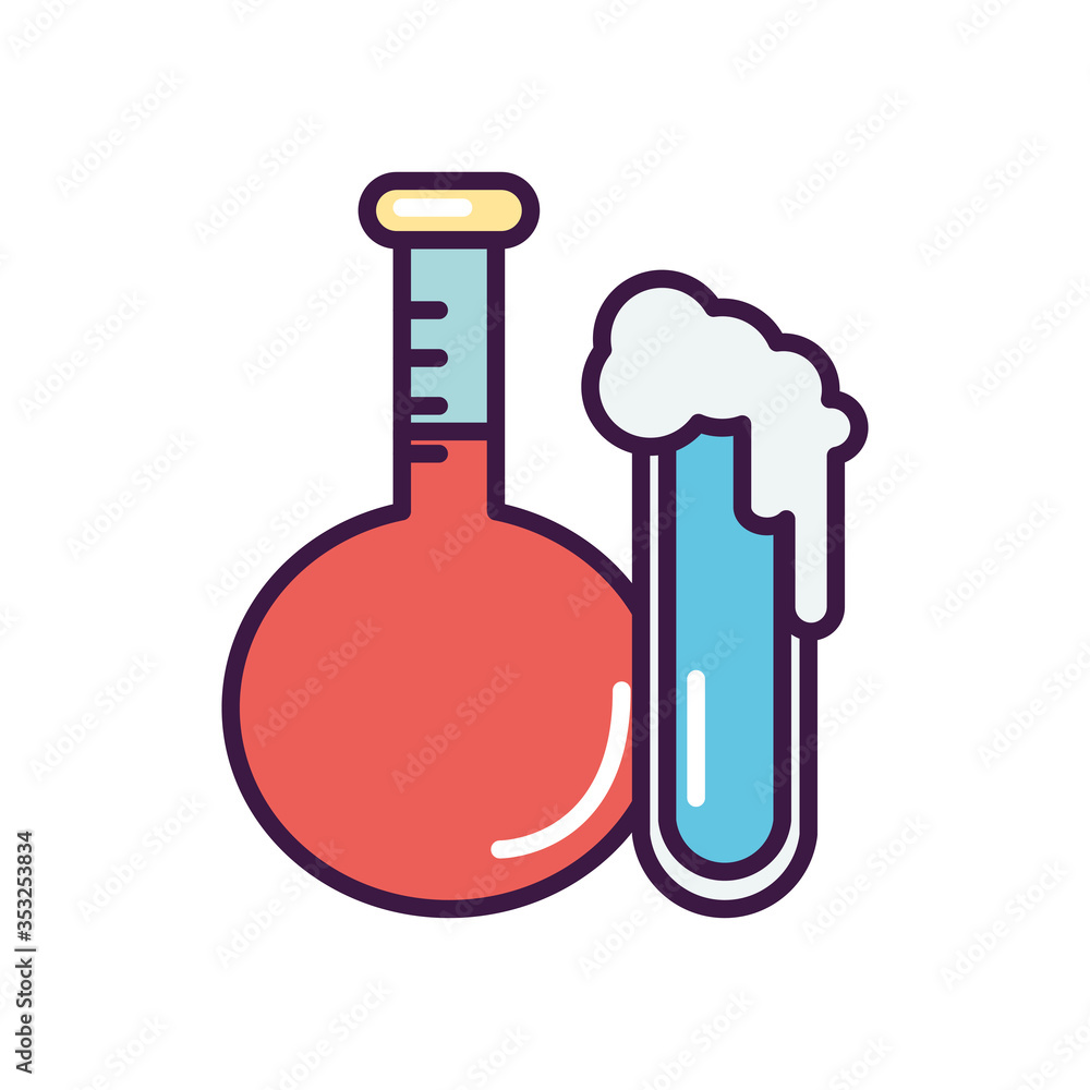chemical flask with foam icon, line color style chemical flask with foam icon, line color style