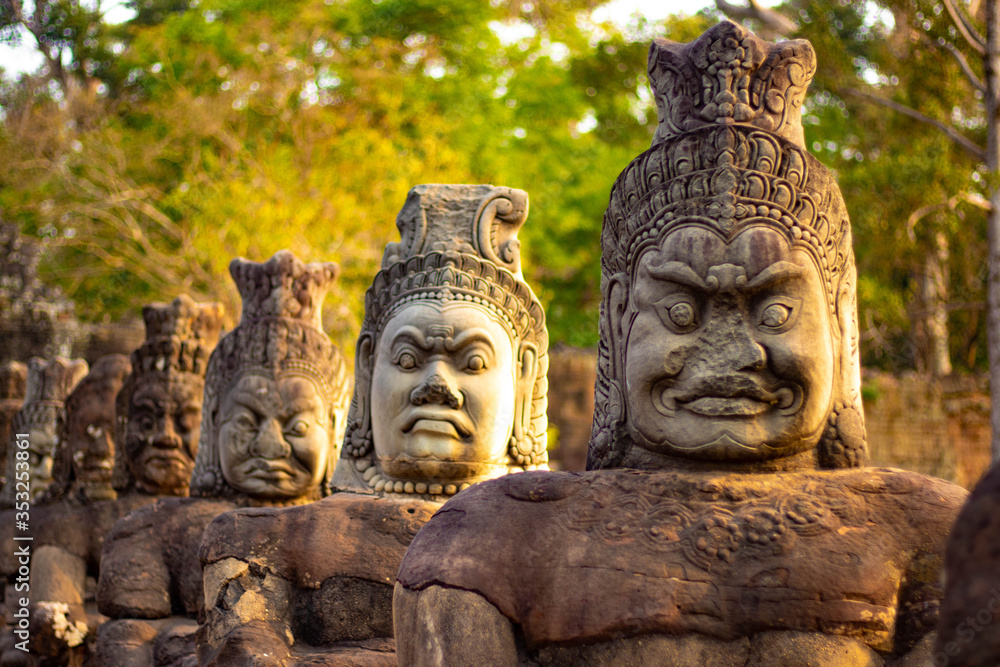 Obraz premium A beautiful view of Angkor Thom temple at Siem Reap, Cambodia.
