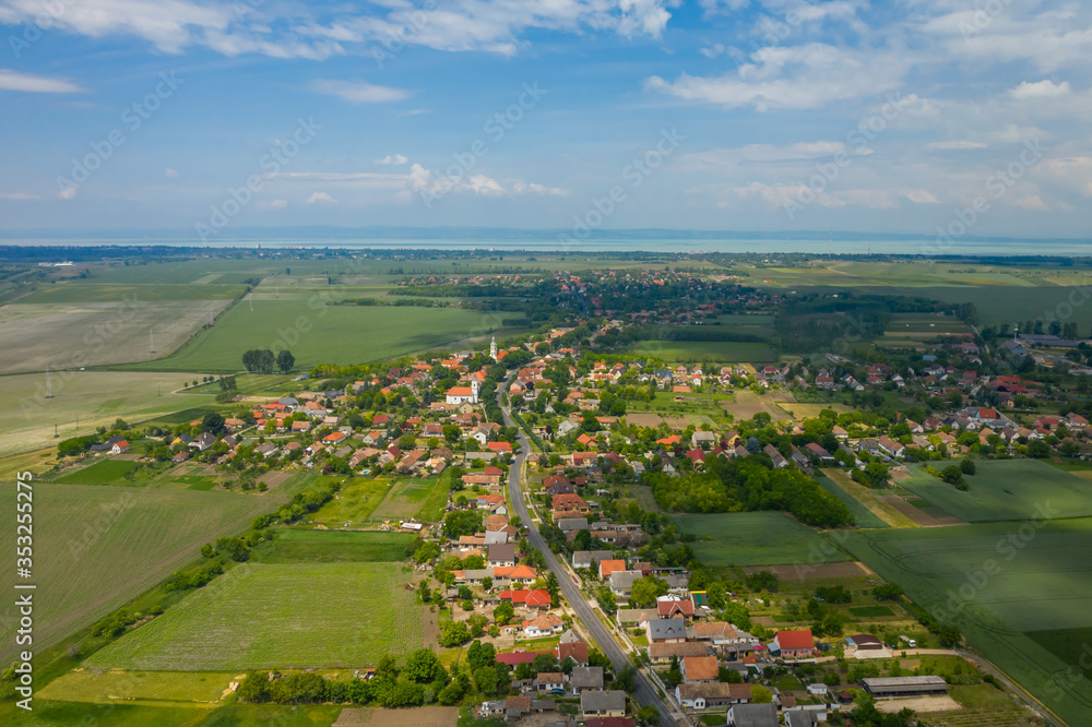 Balatonszabadi in Hungary aerial view.