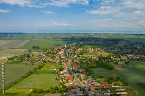 Balatonszabadi in Hungary aerial view.