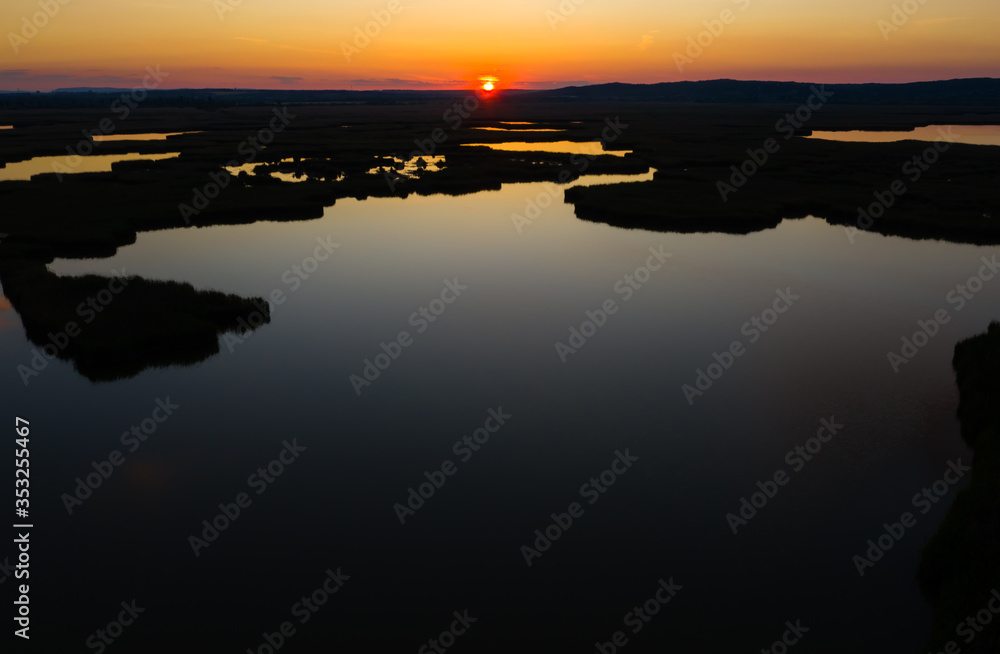 Lake Velence in Hungary aerial view.