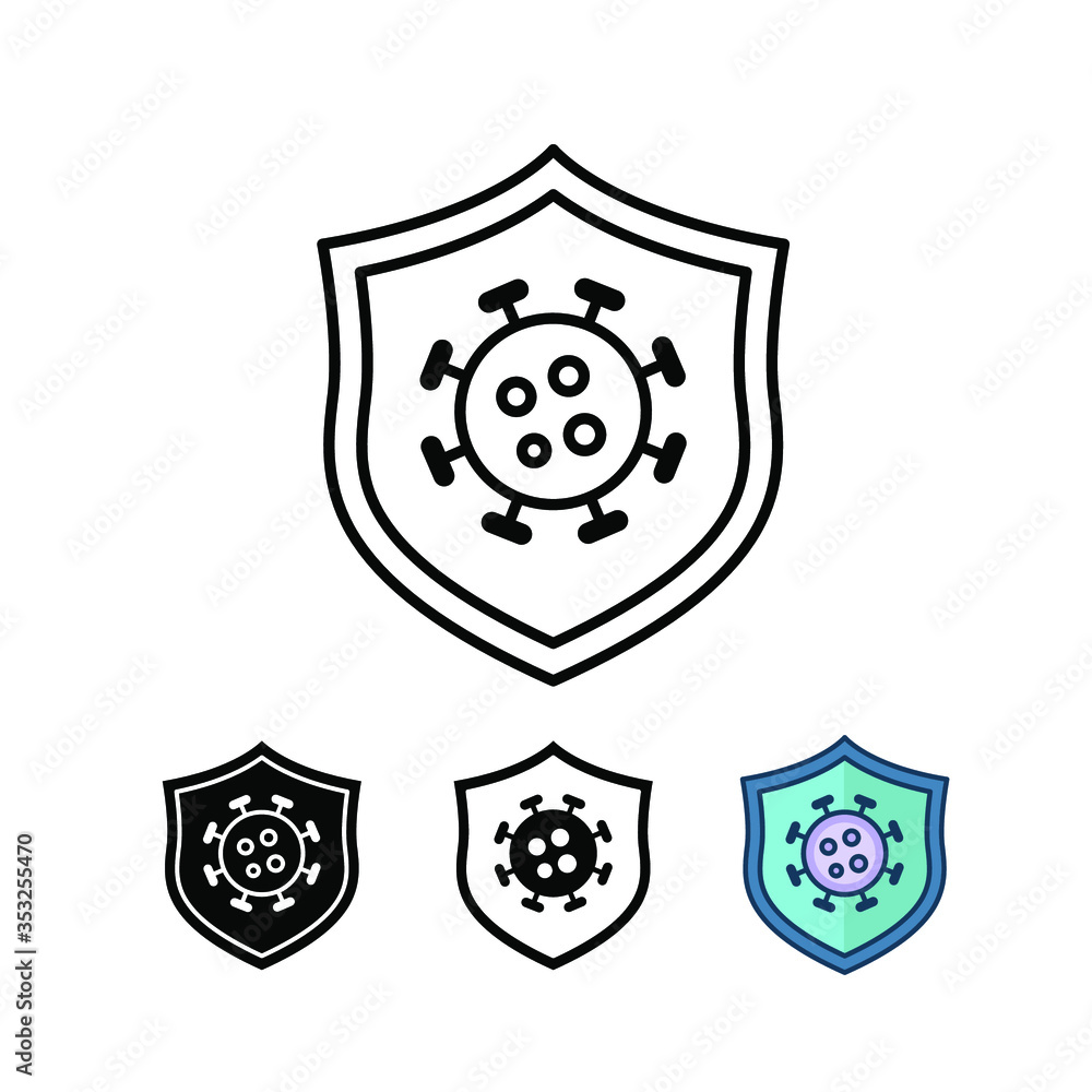 Shield protection and keep fighting for coronavirus. Covid-19 attack concept. Antibacteria. Antivirus, bacteria, coronavirus protected virus icon. vector illustration. design on white background.EPS10 Shield protection and keep fighting for coronavirus. Covid-19 attack concept. Antibacteria. Antivirus, bacteria, coronavirus protected virus icon. vector illustration. design on white background.EPS10