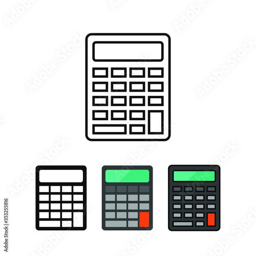 Math calculator for counting operations. Finance and economy concept, cost managements, money strategy and purchase calculation. Calculator icon. Vector illustration. Design on white background. EPS10