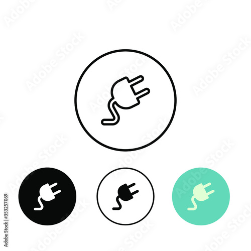 Cable plug, three electric plug design style, lets you easily turn on or turn off your electrical appliances. Electrical plug vector icon. Vector illustration. Design on white background. EPS 10.