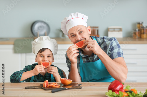 Father and his little son c...
