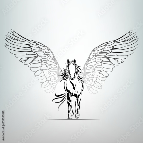 Vector silhouette running Pegasus