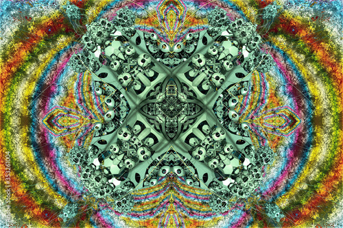 3D render. Fractal image of a 3D object. Fractal landscape. A colorful computer-generated image. The fractal background. Textures for the design. Abstract painting. Pattern