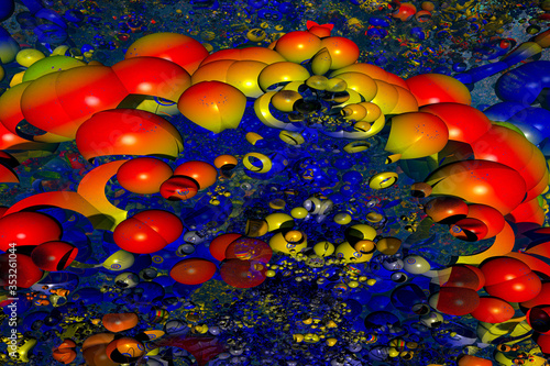 3D render. Fractal image of a 3D object. Fractal landscape. A colorful computer-generated image. The fractal background. Textures for the design. Abstract painting. Pattern