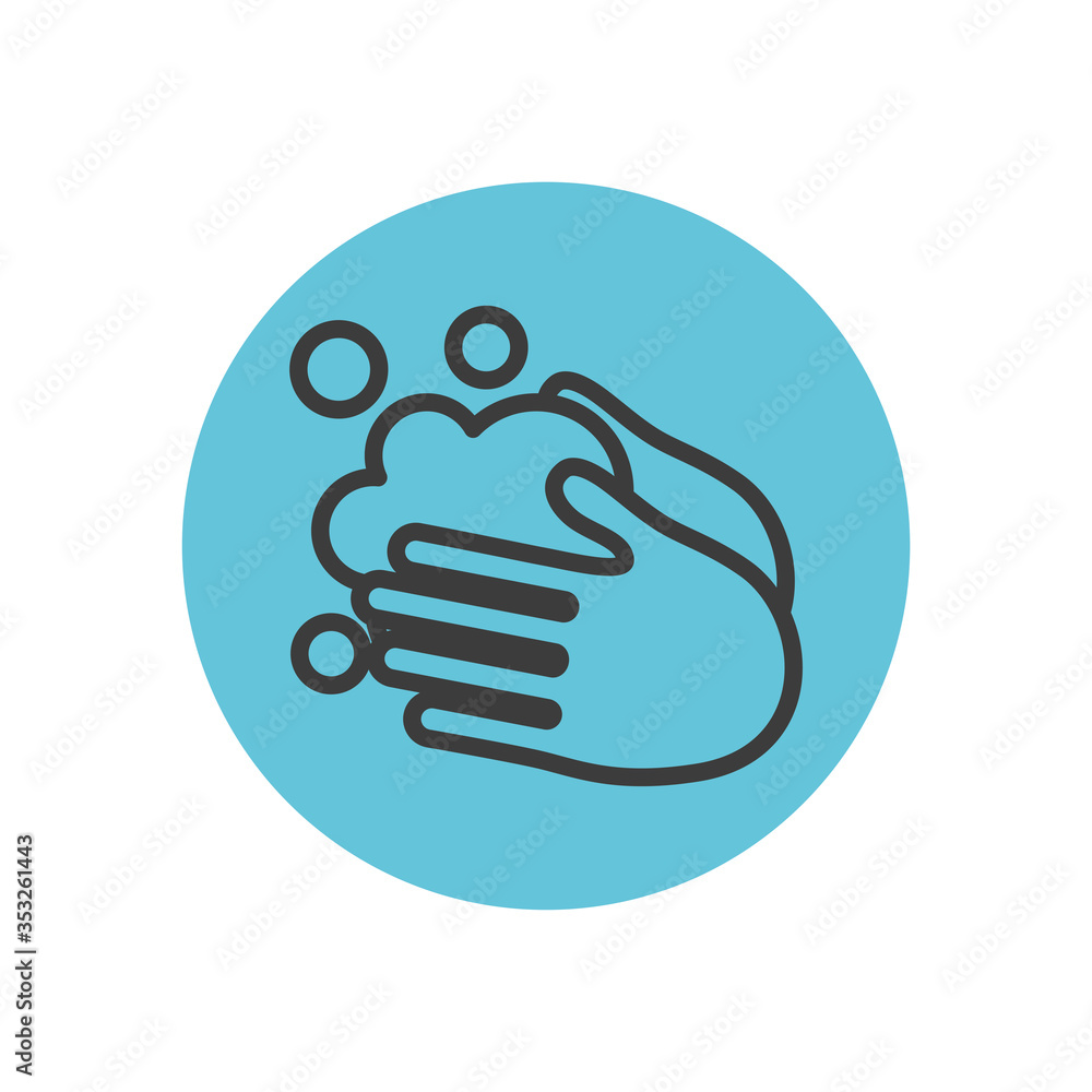 handwashing symbol, hands with soapy water icon, block line style handwashing symbol, hands with soapy water icon, block line style