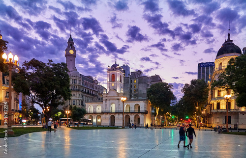 Canvas Print May Square at twilight. Buenos Aires, Argentina