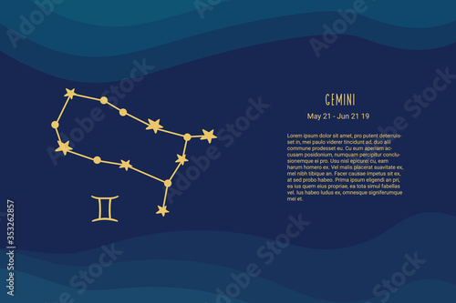 Horoscope background. Gemini sign. Vector horoscope background. Gemini constellations.