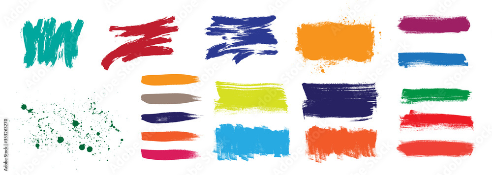 Colorful paint brush strokes set Colorful paint brush strokes set