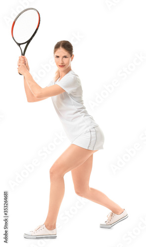 Female tennis player on white background © Pixel-Shot
