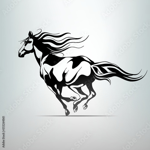 Vector silhouette of a running horse