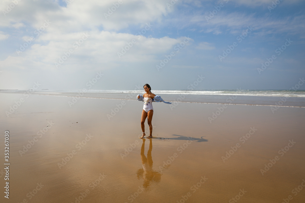 Beach holiday in Agadir, girl on the beach.