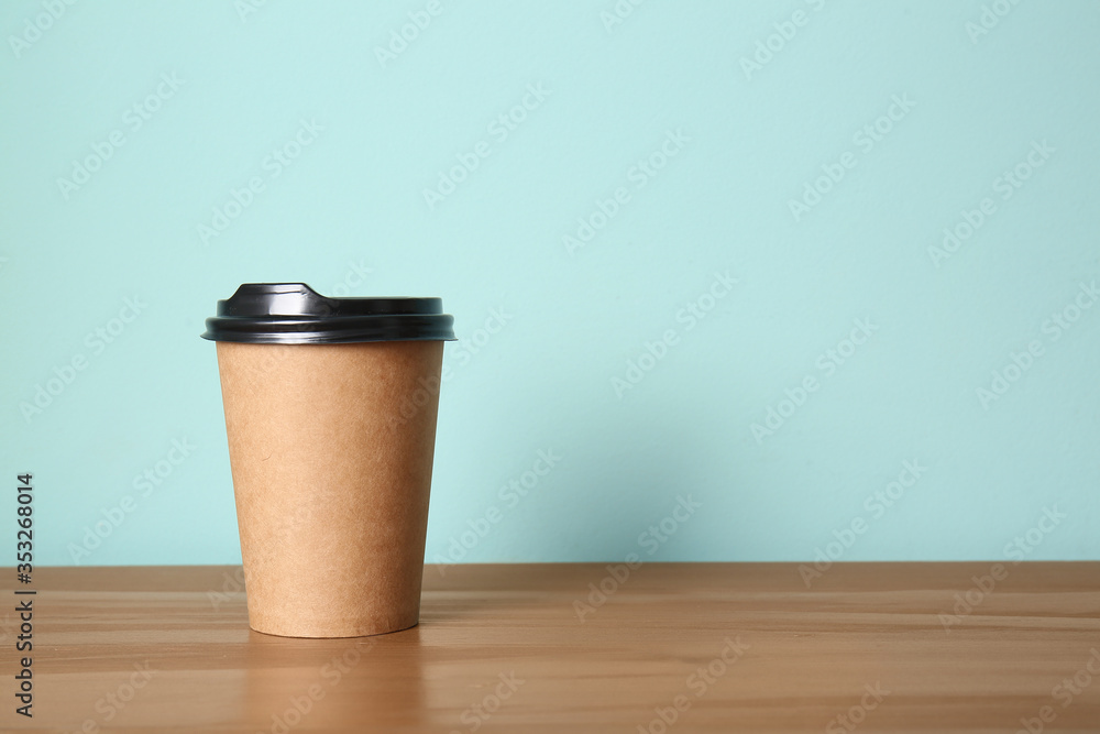 Takeaway cup for drink on table Takeaway cup for drink on table