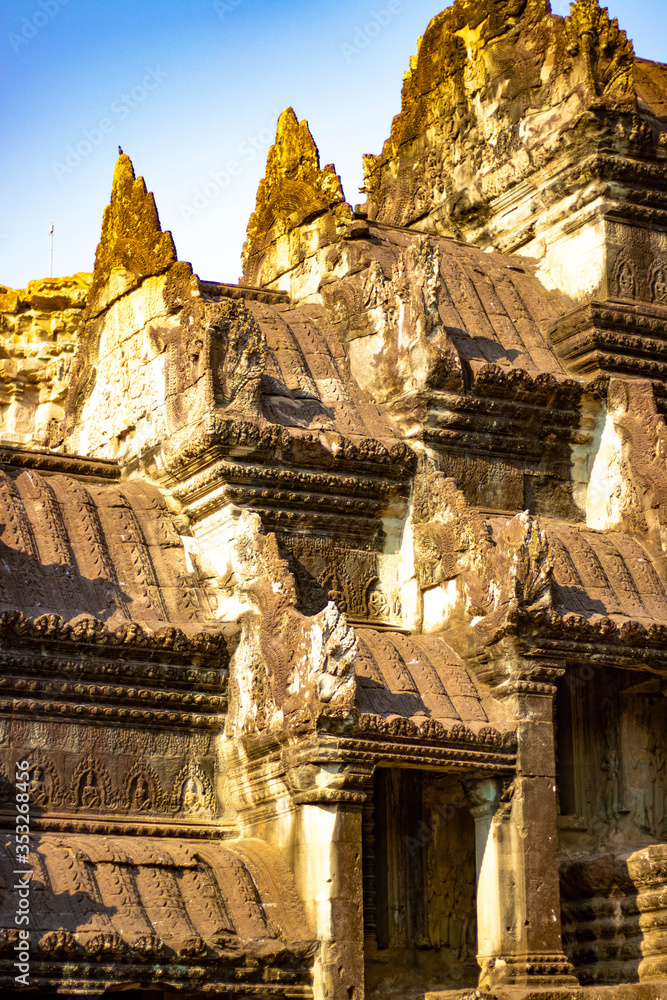Naklejka premium A beautiful view of Angkor Wat temple at Siem Reap, Cambodia.