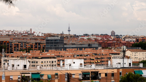 different shots of the rooftops and skiline of Madrid