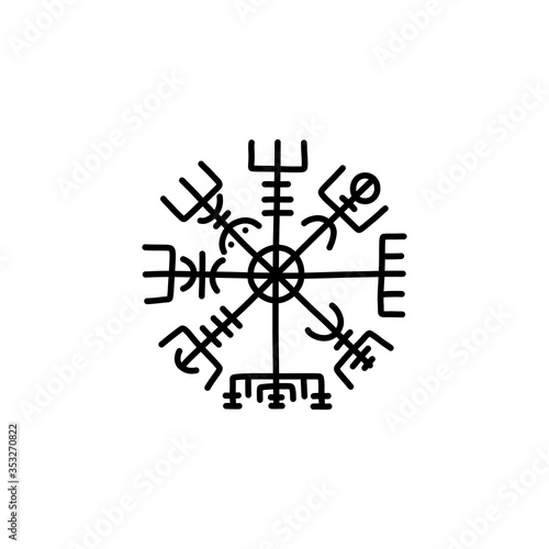Vegvisir scandinavian symbol doodle icon, vector illustration