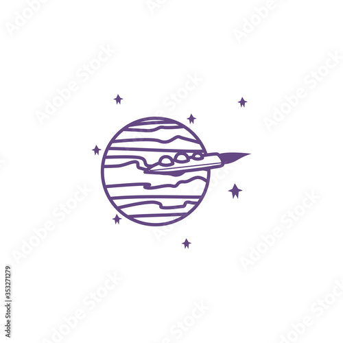space planet line isolated icon